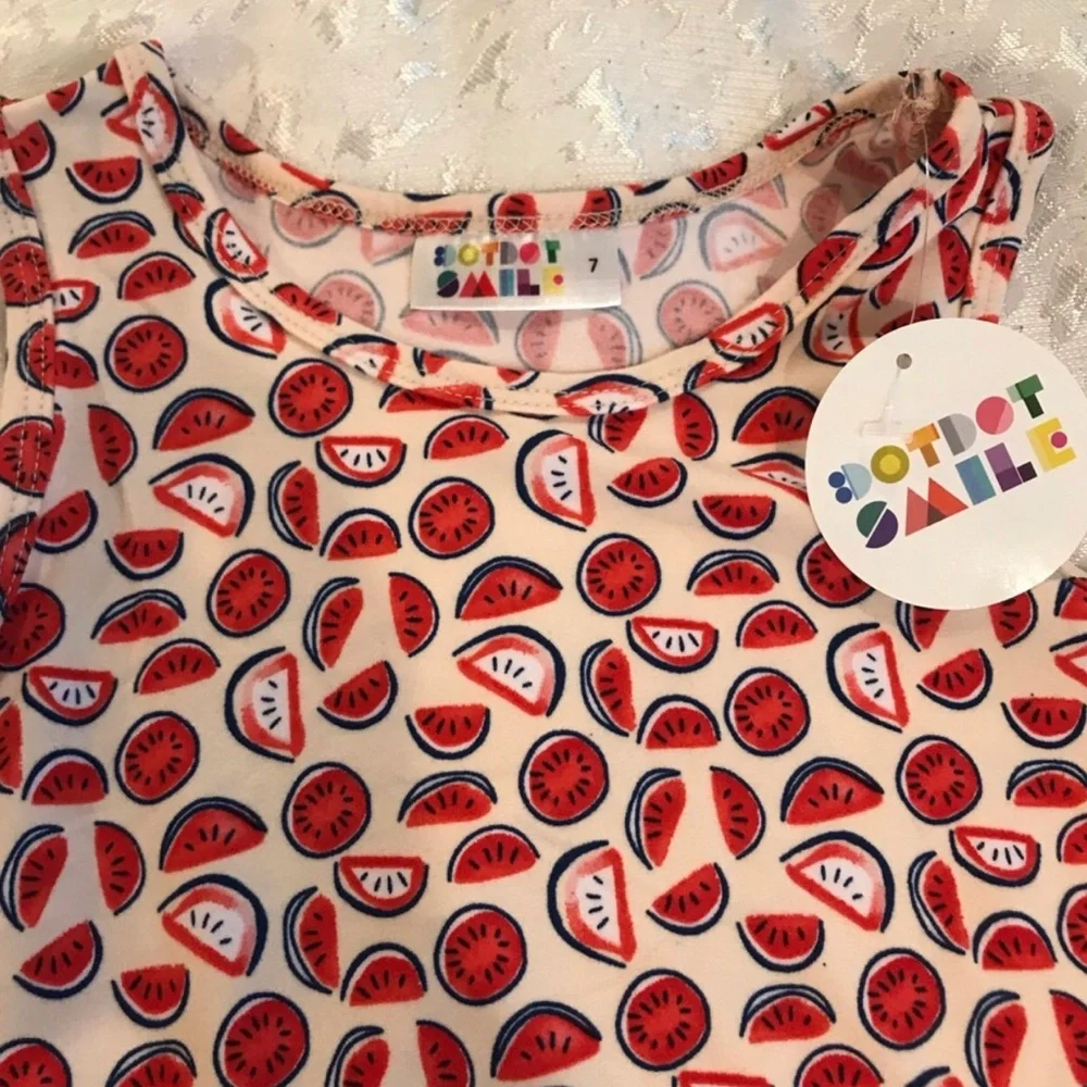 Girls' Sleeveless Pink Watermelon Print Dress NWT Size 7
